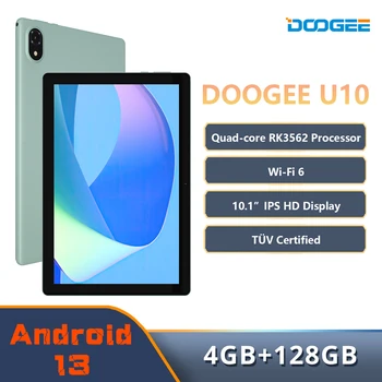Планшет DOOGEE U10 с 10,1-дюймовым IPS HD дисплеем, сертифицированным WiFi6 TÜV, Widevine L1 с четырехъядерным процессором Android 13