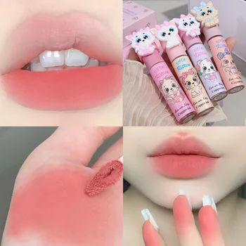Водонепроницаемый бархатный матовый телесно-розовый блеск для губ, Стойкая антипригарная чашка, жидкая помада для макияжа для женщин, Корейская косметика