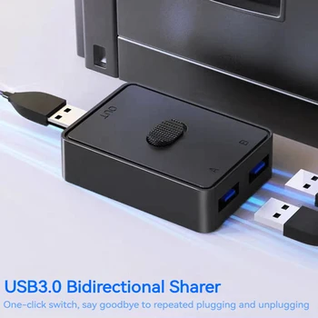 USB-переключатель 5 Гбит/с KVM USB-КОНЦЕНТРАТОР 2 в 1 Из USB 2,0/USB 3,0 Переключатель KVM-Переключатель для Совместного использования Клавиатуры и мыши принтера