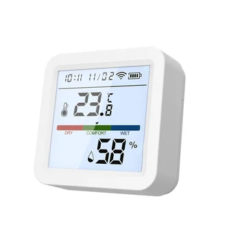 Совместимый с Wi-Fi Bluetooth Датчик температуры и влажности с подсветкой, мониторинг в режиме реального времени, дисплей с несколькими температурными единицами