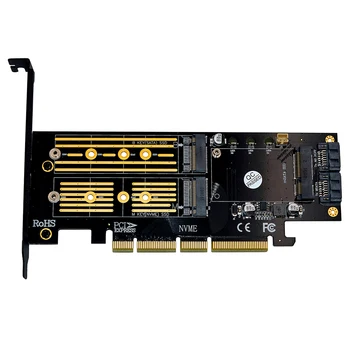 Твердотельный накопитель NGFF PCIE M.2 NVME SATA 3 в 1 к адаптеру PCI E 4X SATA3 для карт 2230-2280