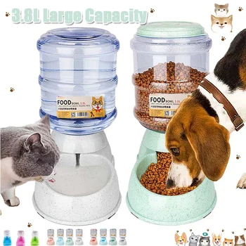 Автоматические кормушки для собак объемом 3,8 л, пластиковая бутылка для воды, миска для кошек, дозатор воды для собак, Миска для кормления домашних животных, товары для домашних животных