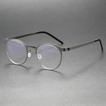 Новые роскошные дизайнерские мужские винтажные очки в круглой титановой оправе, женские оптические линзы в стиле ретро, компьютерные очки