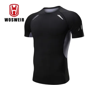 Спортивные компрессионные шорты WOSWEIR с рукавами, спортивный костюм для мужчин, быстросохнущая одежда для бега, одежда для занятий в тренажерном зале, одежда для занятий фитнесом