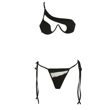 Сексуальная женская пляжная одежда, однотонная Мягкая сумка с разрезом для треугольных купальников, женский костюм с низкой талией Swimsu