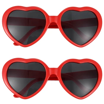 2X Модных милых солнцезащитных очков в стиле ретро в форме сердца в стиле Лолиты, Маскарадное платье для вечеринки, ЯРКО-красный