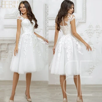Элегантные и красивые женские платья из белого тюля для особых мероприятий Короткое женское платье для гражданской свадьбы в стиле милой невесты Свадебное платье невесты