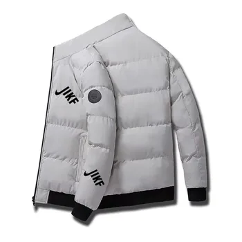 Высококачественная мужская и женская осенне-зимняя приталенная теплая и удобная хлопковая куртка JIKF в тон.