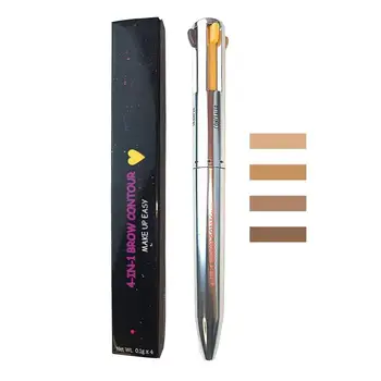 Ручка для макияжа 4 В 1, Водостойкий карандаш для бровей, долговечный Универсальный инструмент для макияжа глаз Для рисования бровей, губ и подводки для глаз