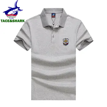 TACE & SHARK 2023, Новое поступление, одежда известного бренда, Рубашка-поло с вышивкой Shark, мужские однотонные модные серые деловые поло