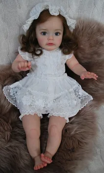 60 см Куклы Bebe Reborn Спящий Новорожденный Ребенок, Уже Готовые Раскрашенные Куклы Для Маленьких Девочек, 3D Кожа, Видимые Вены, Высококачественная Кукла