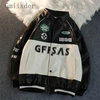Кожаная куртка с вышивкой в стиле пэчворк, мужская высококачественная куртка в стиле ретро в стиле панк, американский повседневный мотоцикл