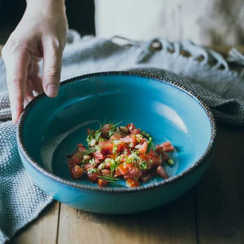 Японская керамическая миска для супа креативная тарелка-разделитель салата неглубокая миска для смешивания бытовая