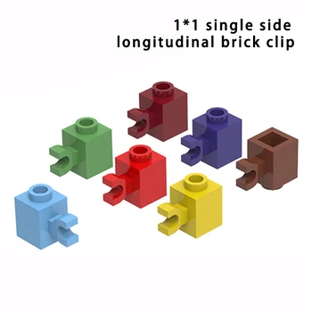 10шт Совместимых Деталей MOC Brick 60476 Brick Special 1 x 1 с Зажимом Горизонтальный Строительный Блок Particle DIY Kid Brain Toy Подарок