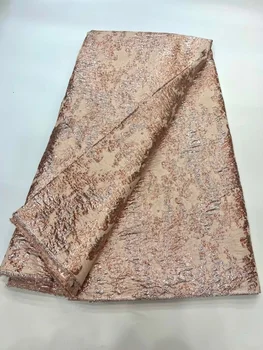 Африканская жаккардовая кружевная ткань 2023 года Высокого качества для свадебных платьев Красная 5 ярдов Парча Атлас Шелк Материал для шитья Органза