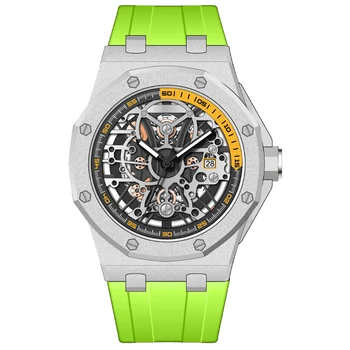 роскошные мужские часы smvp Кварцевые часы Зеленый силиконовый скелет Sport Date Водонепроницаемые Светящиеся Многофункциональные мужские кварцевые часы