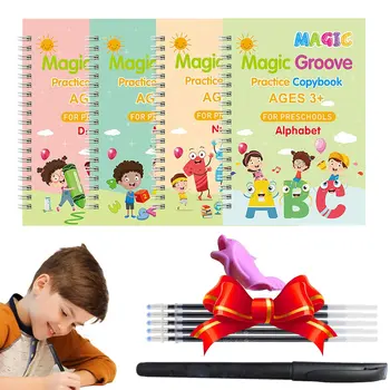 Тетради Magic Ink для детей, Многоразовые тетради для рукописного ввода для дошкольных учреждений, пособие по дизайну шаблонов Grooves, Волшебная практика