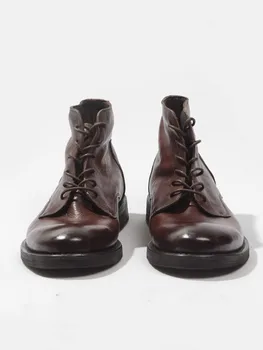 Мужские ботинки из натуральной кожи на шнуровке, винтажные мотоциклетные ботинки в британском стиле, деловая повседневная обувь с высоким берцем, осенние ботильоны мужские
