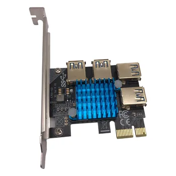 PCIE 1-4 Riser Card LED Gold USB 3.0 Мультипликаторный Концентратор PCI Express X1-PCI-E 16X Riser для Видеокарты для Майнинга Биткоинов