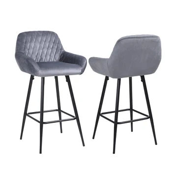 Бытовые барные стулья, 2 шт./компл. Дизайнерский табурет, высокий стул для бара, бистро, бархатное сиденье с подставкой для ног, металлический каркас