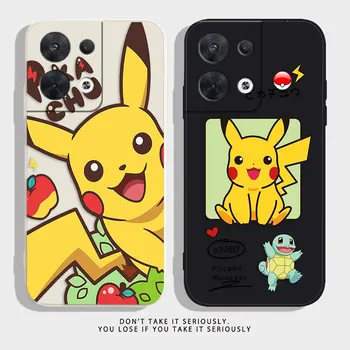 Мультяшный Чехол для телефона P-Pikachu P-Pokemon для OPPO RENO 8 7 9 6 7SE 5 4 4SE 4 3 4G 5G PRO PLUS Цветной Жидкий Чехол Funda Shell Capa