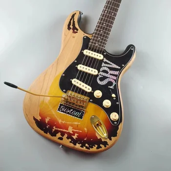 Guitarra Eléctrica relique ST, cuerpo de aliso, Color amarillo, alta calidad, envío gratis