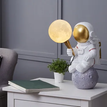 Креативный астронавт Led G9 настольная лампа для спальни прикроватная тумбочка для гостиной Настольные лампы из смолы индивидуальный декор комнаты светильник