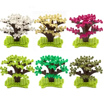 Сделай сам модель Дерева 31 шт., растительный пейзаж с травой, содержит инструкции, совместимые с маленьким строительным блоком LEGO Garden