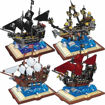 City MOC Black Pearl Пиратский корабль Queen Anne's Revenge Волшебная Книга Строительные блоки Пиратская лодка своими руками Сборка кирпичей Игрушки для детей