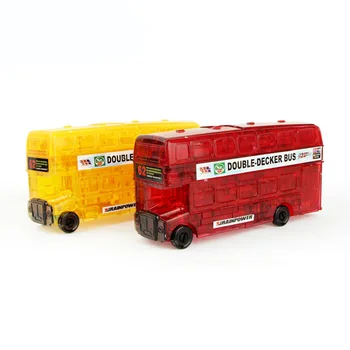 EBOYU 3D Хрустальный пазл, Двухэтажный автобус, Строительные наборы в форме модели, Детская игрушка-конструктор 