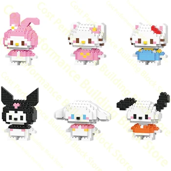 Sanrio Строительный блок Laurel Dog Pacha Melody Kulomi KT Cat Алмазные кирпичики мультяшные куклы Развивающая игрушка для девочек Подарок на день рождения