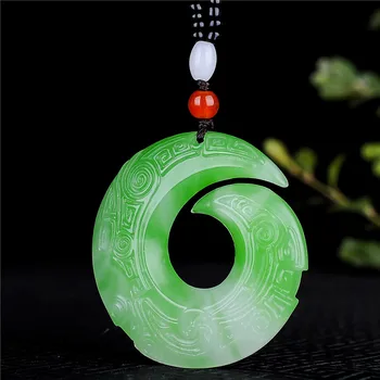 Китайское натуральное нефритовое зеленое Транзитное кольцо ручной работы, Кулон, Модные ювелирные изделия, Ожерелье для мужчин и женщин, подарок