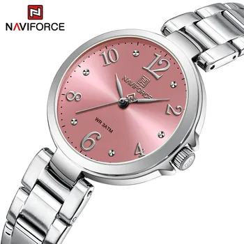 Топовый бренд NAVIFORCE Роскошные женские часы с ремешком из нержавеющей стали, водонепроницаемые женские кварцевые наручные часы Romantic Montre Femme 2023