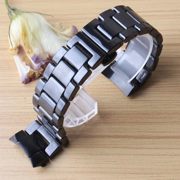 22 мм Специальные новые ремешки для часов, керамические, черные, с загнутыми концами из нержавеющей стали, замена браслета Samsung Frontier Smart Watch