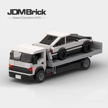 MOC Building Block Assembly Head Text D Спасательный бортовой прицеп Универсальная модель Speed Series 8-grid Vehicle