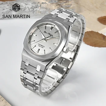 Роскошные спортивные мужские часы San Martin 38,5 мм Miyota 9015 Винтажные Классические Деловые Сапфировые Автоматические Механические часы 10Bar reloj