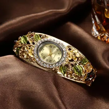 Женские часы, браслет с цветочным рисунком, часы с овальным циферблатом, Аналоговые Кварцевые наручные часы, женские часы, женские часы