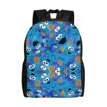 Забавный рюкзак Happy Улица Сезам для мужчин, женщин, школьников, студентов, сумка для книг Подходит для 15-дюймовых ноутбуков, сумок Cookie Monster