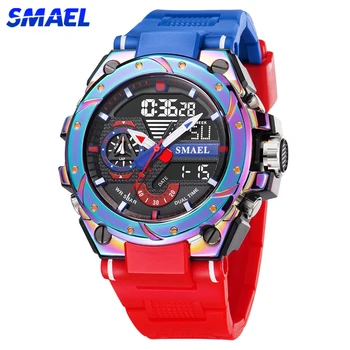 Мужские часы SMAEL с хронографом, спортивные наручные часы Hyun-chae Cool, ударные часы, мужские многофункциональные цифровые часы с двойным дисплеем.