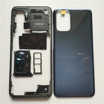 Полный корпус для Xiaomi Redmi Note 10S Задняя крышка батарейного отсека Задняя крышка Средняя рамка + Кнопка регулировки громкости + Стекло камеры + Лоток для sim-карты
