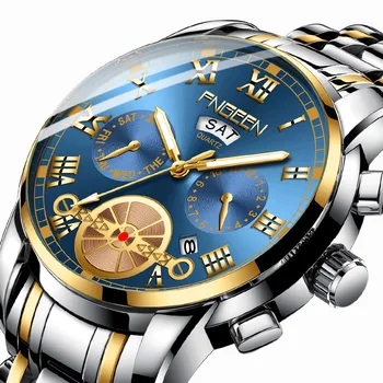 Брендовые мужские кварцевые часы с модным украшением в виде указателя, автоматический механизм, светящиеся ручные часы, Календарь, спортивные деловые наручные часы