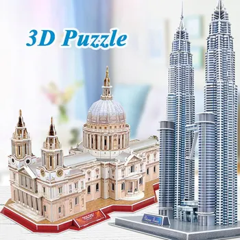 3D пазл из бумаги для детей Всемирно известная модель городского здания Городской пейзаж DIY Образование Креативный пазл для взрослых Дети Игрушка для взрослых в подарок