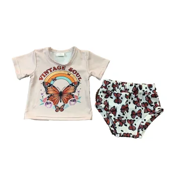 Оптовая Продажа Детской одежды, шорты в западном стиле, Комплекты для младенцев, комплекты с Коровьими бабочками
