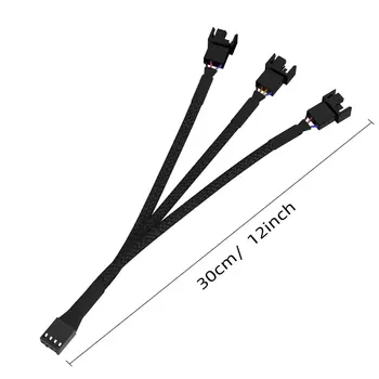 Удлинительный кабель для разветвителя вентилятора ПК от 1 до 3 Совместимых 3- и 4-контактных охлаждающих вентиляторов С плетеными нейлоновыми кабелями