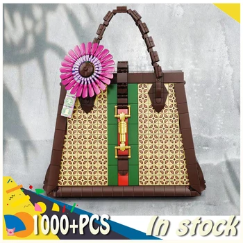 MOC Creative Building Blocks Портативная модная модель сумки с цветочным подвесным пазлом из мелких частиц для девочек, игрушка в подарок своими руками