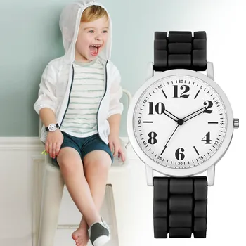 Детские повседневные часы, маленькие изысканные модные школьные часы для девочек и мальчиков, милые силиконовые кварцевые часы, повседневные аксессуары для улицы