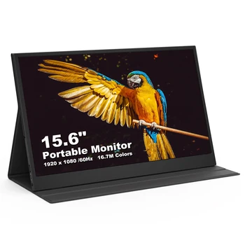 15,6-дюймовый монитор для ноутбука с разрешением экрана IPS FHD 1080P, портативный игровой внешний монитор для портативного ПК, телефона Mac, Xbox PS5/PS4 Switch