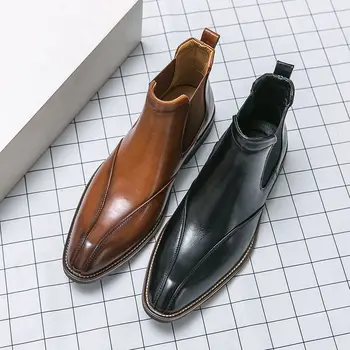 Новые коричневые Мужские ботинки 