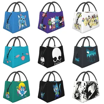 Утепленные сумки для ланча Happy Fairy Tail для женщин, водонепроницаемый термосумка с милым котом, коробка для бенто, коробка для пикника