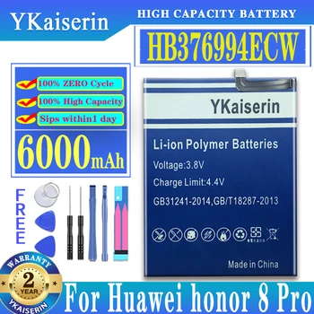 6000 мАч Аккумулятор HB376994ECW Для Huawei Honor 8 Pro Honor8 Pro DUK-AL20 DUK-TL30 Полной емкости Для Huawei V9 Bateria Batteria